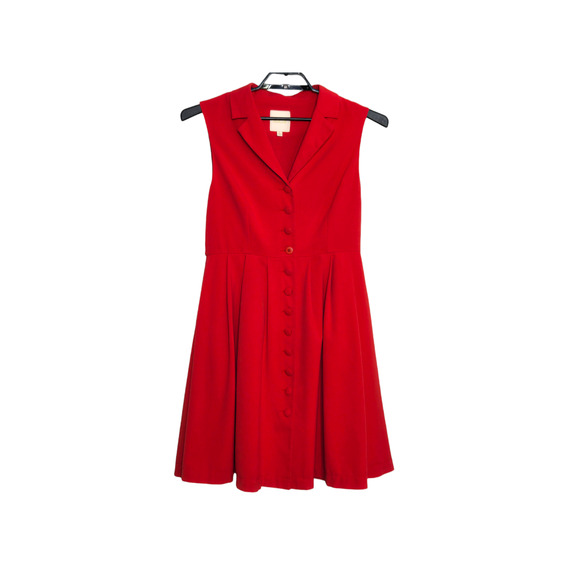 Modcloth Swing Dress Size Large Red Midi Button Up Collar Retro Pin Up - Picture 1 of 5